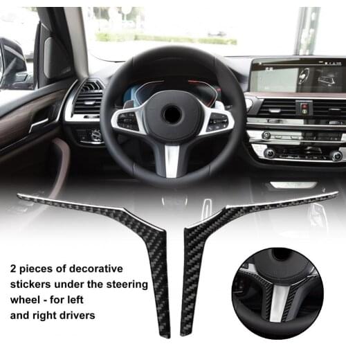 2Pcs Wheel Decor Trim Eco-friendly Wear-resistant Carbon Fiber Interior Steering Wheel Bottom Trim Sticker for BMW G01 G02 X3 X4