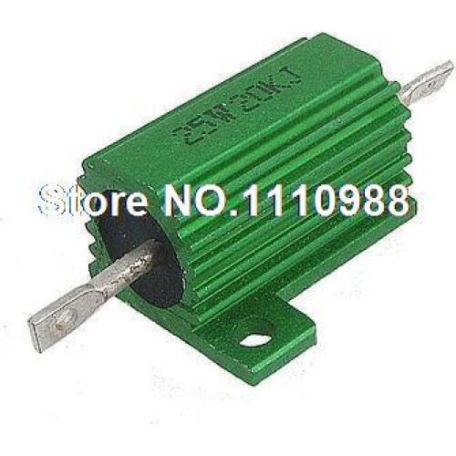 25W 20K Ohm 5% Chassis Mounted Aluminum Clad Resistor Green