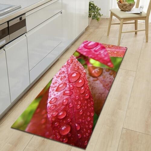 3D Leaf Scenery Print Floor Mats Kitchen Carpet Doormat Hallway Modern Living Room Balcony Bath Mat Non Slip Rectangle Area Rugs