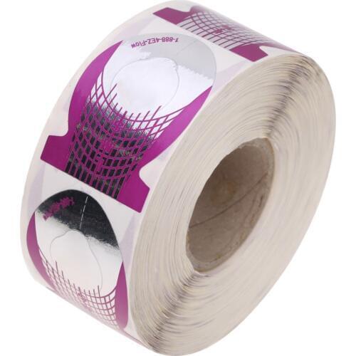 500pcs/roll Nail Art Extension Sticker Guide Tips Stickers Maincure Salon Nails Tool for UV Gel Nail Polish Purple Fish Shape