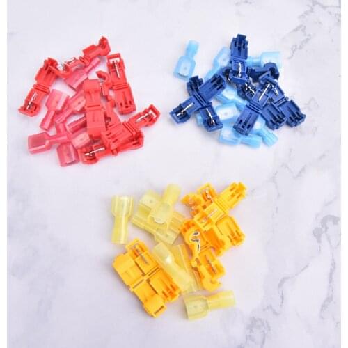 60pcs(30sets) Quick Type T Electrical Cable Wire Connectors Straight Lock Crimping Waterproof Insulated Wire Terminal
