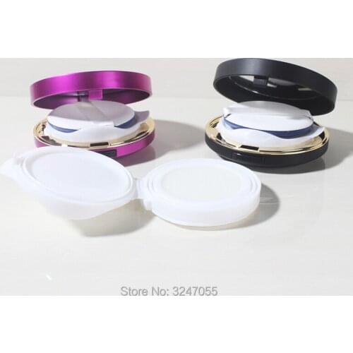 8G 10pcs/lot DIY Empty Air Cushion Box with Puff, Plastic Cosmetic Foundation Refillable Container, Black cc/bb Cream Package