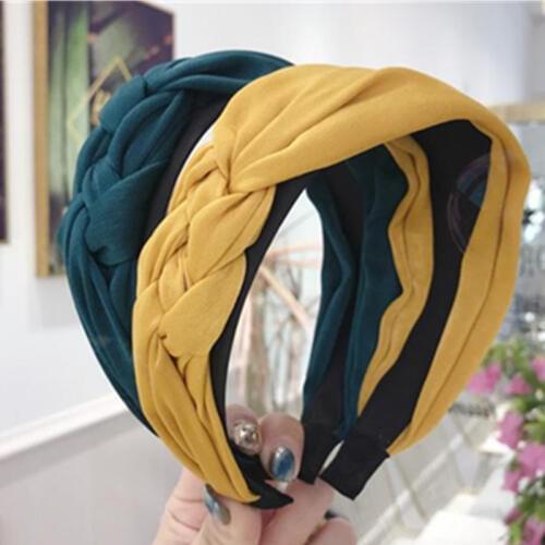 Side Braided Solid Headband Women Wide Hairband Headband Adults Hair Accessories Side Knotted Headband Hair Hoop Women Headwear