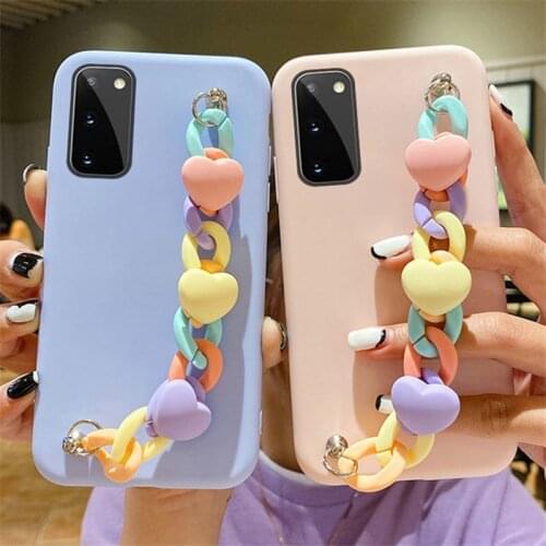 Love Heart Wrist Bracelet Phone Case For Samsung S20 S21 Ultra A51 A71 A52 A72 5G S21 S10 S9 Plus Soft Silicone Shockproof Cover