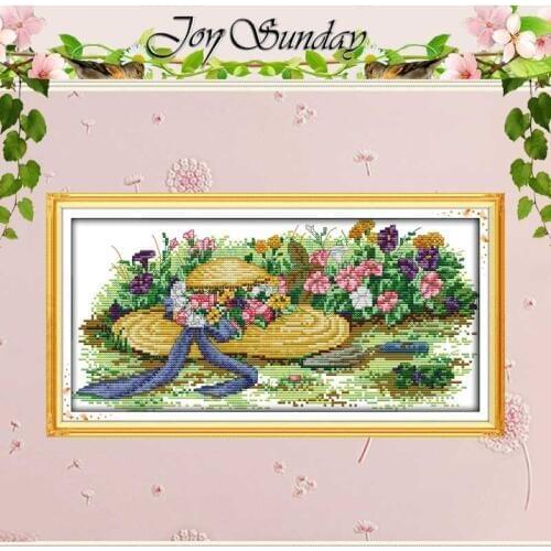 Flowers And Straw Hats Counted Cross Stitch 11CT 14CT Cross Stitch Set Wholesale DIY Cross-stitch Kit Embroidery Needlework