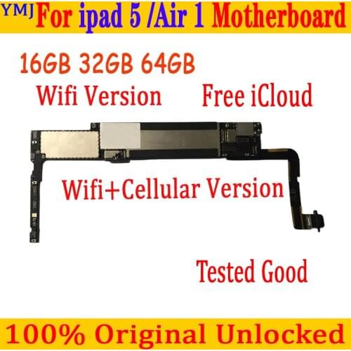 For Ipad 5 logic boards wifi-cell (SIM support) for Ipad Air 1 MotherBoard with full chips 16GB 32GB 64GB Plate Good Tested