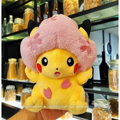 TAKARA Pokemon Action Figure Pink Cherry Blossom Pikachu Doll Plush Toy Doll Limited Rare Model