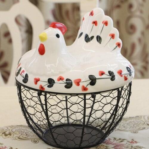 Porcelain berry hen basket egg basket ginger garlic storage basket desktop study small miscellaneous decorative storage basket