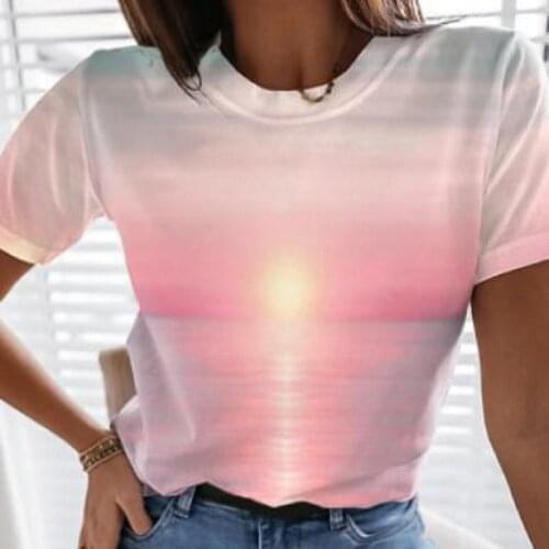 Shirt New 3d Ocean Landscape Printing Round Neck T-shirt Womens Comfort And Leisure Best Womens Oversized T-shirt