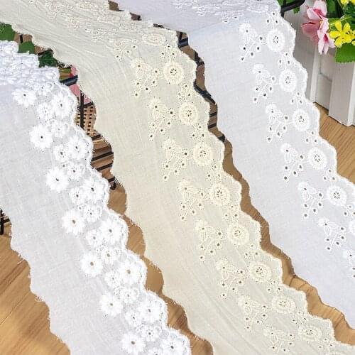 Cotton Lace Trim 10 yard Ivory Beige Butterfly Embroidered Cloth Fabric Ribbon Tapes Sewing Material M4F327