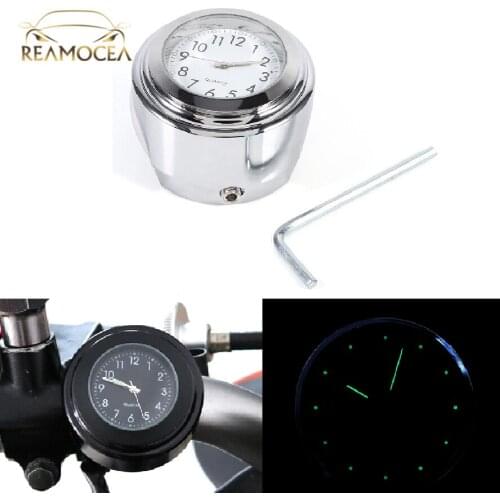 Reamocea Chrome Waterproof Motorcycle Handlebar Mount Quartz Clock Motorbike Modified Clock Watch Moto Accessories Thermometer