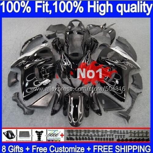 Injection For SUZUKI Hayabusa GSXR 1300 GSXR-1300 Silver flames 29MC.3 GSXR1300 2008 2009 2010 2011 2012 08 09 10 11 12 Fairing
