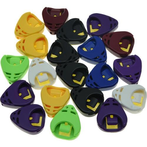 KAISH 20pcs Plastic Portable Guitar Pick Plectrum Holder Stickiness Picks Case Box