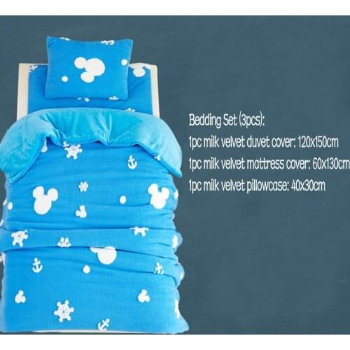 Disney Cartoon Minnie Mickey Elsa Bedding Set for Baby Crib Bed 3Pcs Flannel Duvet Cover Bed Sheet Pillowcase for Baby Boys Girl