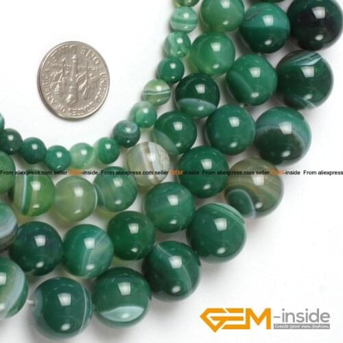 Natural Stone Green Sardonyx Agates Round Beads For Jewelry Making Strand 15 Inch DIY Bracelet Necklace Jewelry Bead 6mm 8mm 10m