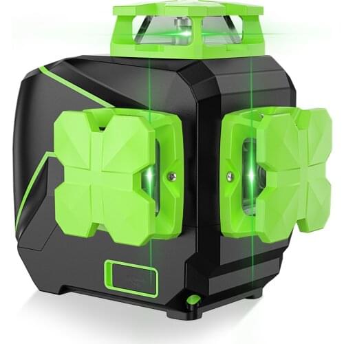 XEAST 12 lines 3D Cross Line Laser Level Self-leveling Green Beam Vertical & Horizontal with USB Charger Use Dry Li-ion Battery