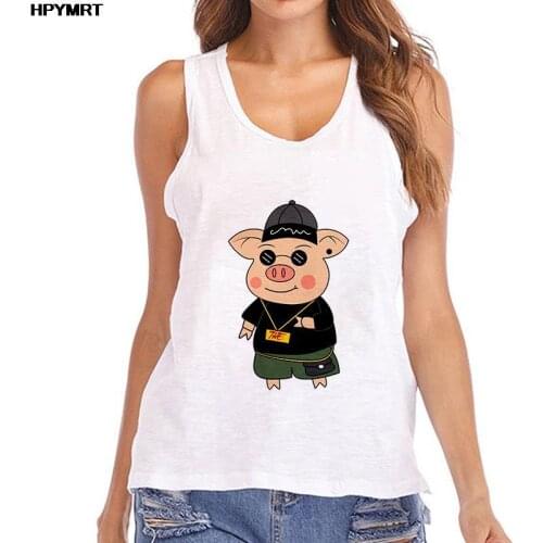 Summer Women O-neck Tank Tops Noble Pig Printed Harajuku Graphic Top Sleeveless Tshirt Female Oversized Sexy Vest Ladies Clothes