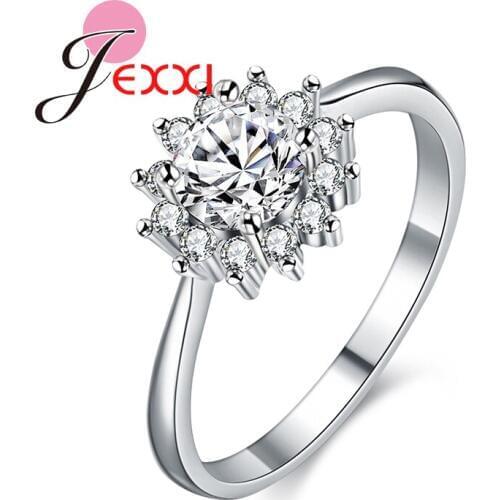 Fashion 925 Sterling Silver Band Rings Filled Shiny Crystals For Women Bridal Wedding Engagement Anel Accessories