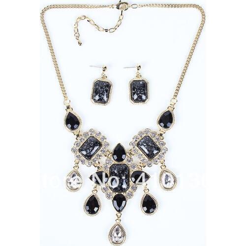 MS17790 Brand Jewelry Sets Statement Necklace Red Black Colors Bridal Jewelry Sets High Quality Party Gifts 2014 New