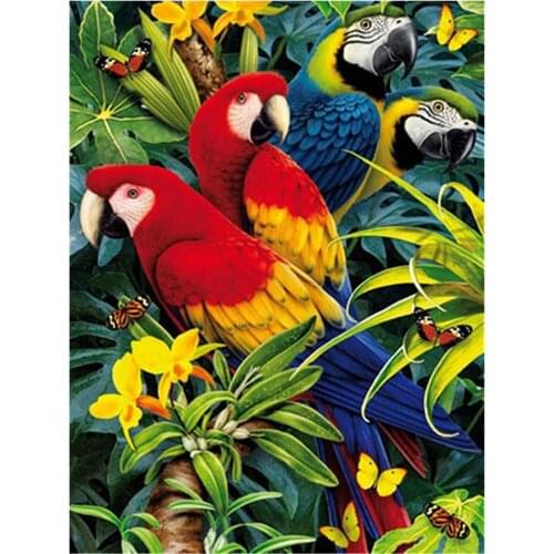 Parrot Bird Animal Printed Canvas 11CT Cross Stitch DIY Embroidery Kit DMC Threads Handicraft Craft Sewing Handiwork Counted
