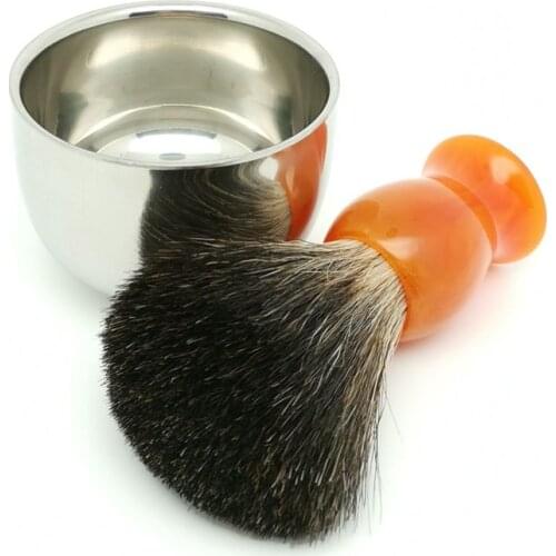 TEYO Black Badger Hair Shaving Brush and Shaving Bowl Set Perfect for Wet Shave Double Edge Razor