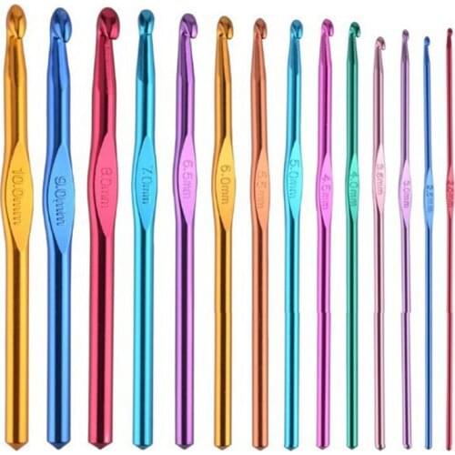 12pc Stainless Steel Knitting Needles Set 2-8mm Metal Crochet Hooks for Hand Craft Hand Crochet Needles Weave DIY Sewing Needles