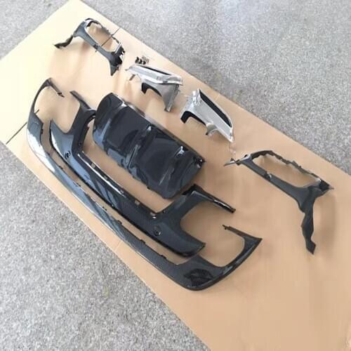 ROLLSROVER Carbon Fiber Effect Rear Bumper Lower Cover Diffuser For Range Rover Velar P380 P250 Square Exhaust Tube Cover Kits