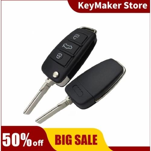 OkeyTech 3 Buttons Flip Folding Remote Key Shell Case Key Cover Shell For Audi A6L Q7 A2 A3 A4 A6 A6L A8 TT 2008 2009 2010 2011