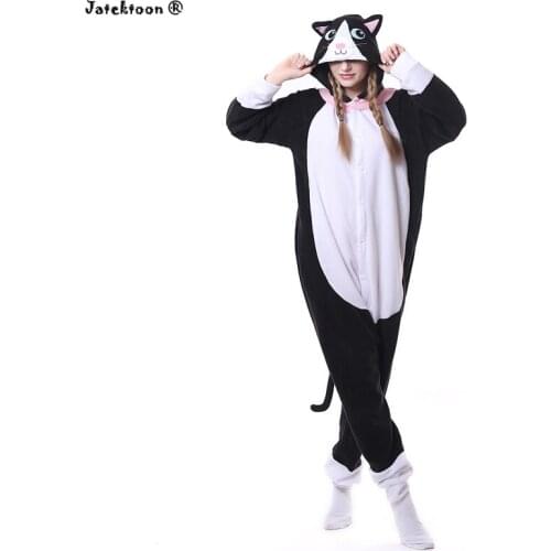 Halloween cat woman pijama animal adults Costume Black Spooky Cat Onesies Sleepwear Romper For women cat woman costume tracksuit