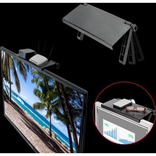 Tv Screen Top Storage Shelf Rack Holder Durable Multifunction for Home Office Adjustable Multifunction Screen Top Shelf Shelving