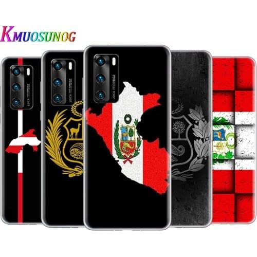 Transparent Cover Peru Flag For Huawei P40 Lite E P30 P20 P10 P9 P8 Pro Plus Lite mini 2019 Phone Case
