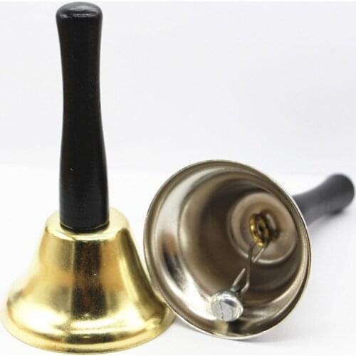 Christmas Hand Bell 65mm Metal Bell Ring Gold Silver Color Santa Claus Noel Ring Jingle Bells Party Supplies Cristmas Decoration