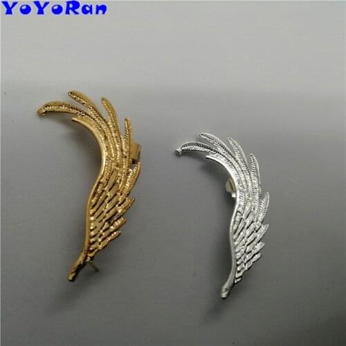 9 Piece Punk angel wing feather clip earrings ear cuffs for woman gold silver Hyperbole bar single animal wing earring jewelry