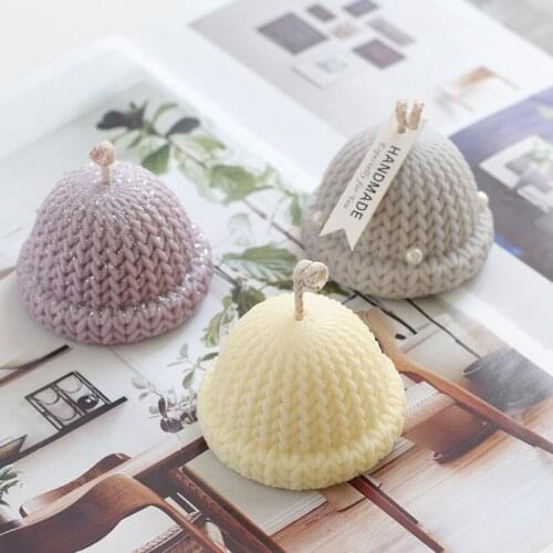 Cute Sweater Knitted Hat Silicone Candle Mold Cake Baking Molds DIY Aromatherapy Candle Making Handmade Soap Resin Crafts