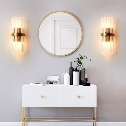 Modern Restaurant Crystal Wall Lamp Creative Art Loft Aisle Gold Light Kitchen Bedroom Bedside Bar home Decoration Wall Sconce