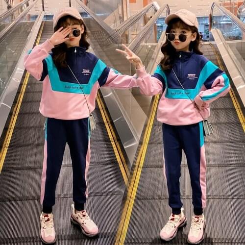 Casual Girls Sets Loose Tops + Long Pants 2 Pieces Baby Girls Clothes Sport Kids Outfits Children Tracksuit for 6 8 10 12 Years