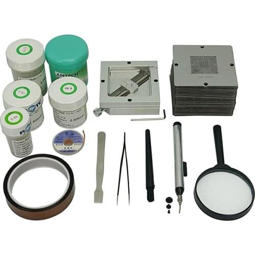 90MM Stencils 184Pcs Silver Template Reballing Station Solder Balls Solder Flux Paste Kit For computer Chip Repair