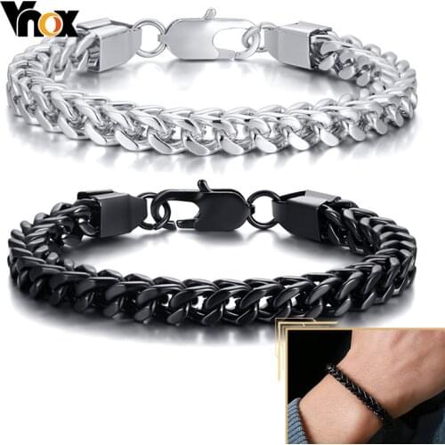 Vnox Franco Chain Bracelets for Men,Stainless Steel Square Layered Cuban Chain Links Wristband,Casual Male Punk Jewelry