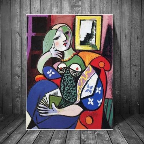 Woman With Book by Picasso Canvas Paintings On the Wall Art Posters And Prints Surrealism Art Canvas Pictures For Living Room