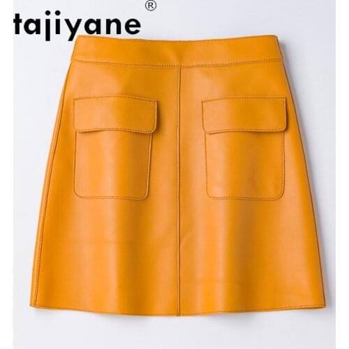 Mini Womens 2021 Skirt Genuine Leather Skirts Real Sheepskin High Waist Skirt Summer Korean Style Mujer Faldas TN2177