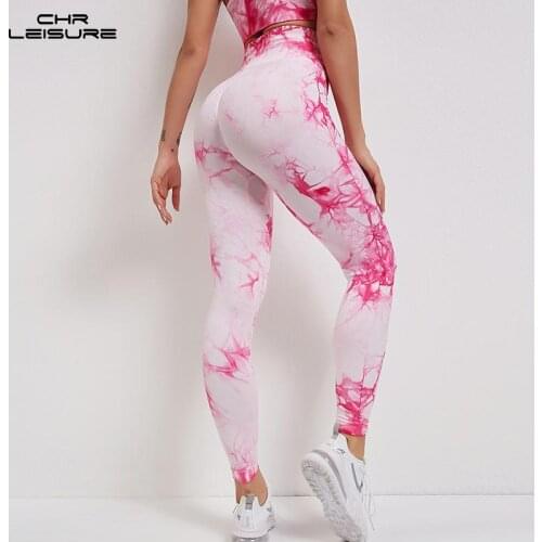 CHRLEISURE Sports Leggings Women Push Up Gym Leggings Butt Lift Tie-Dye Stretch Women High Waist Fitness Leggings