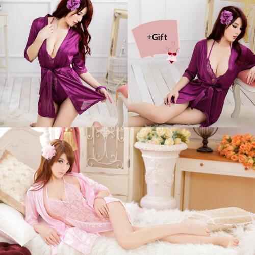 Women Sexy 2 Pieces Dress Bath Robe Home Clothes Nightwear Embroidery Sleep Night gown nightwear For Women night dress