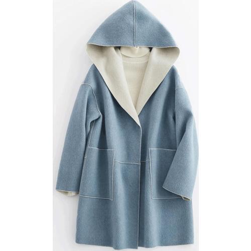 Real 100% Wool Coat Female Jacket 2020 Autumn Winter Jacket Women Hooded Double Side Woolen Coats Korean Long Coat MY en s