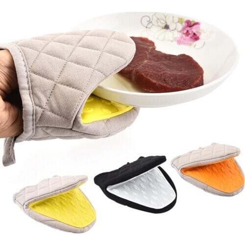1PC Kitchen Baking Cotton Silicone Heat Insulation Oven Gloves Clip Anti Scalding Non Slip Gloves Household Bowl Microwave Oven