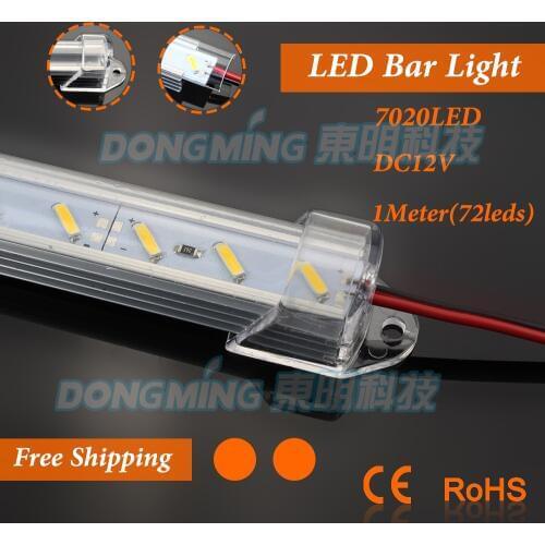 100pcs 100cm 12V led bar light 7020 led cabinet lights 1m + U aluminum Profile + PC milky/clear cover + DC connectors