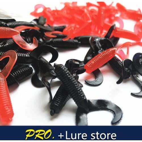 100pcs 4cm 0.8g super soft artificial fake grub worm rebel ripple double tail Larva,twin tail grub bait lure