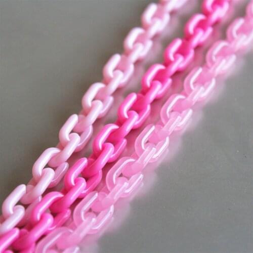 100pcs Tiny Rose Pink Oval Acrylic Chain Links,Top Quality Plastic Chain Links, Necklace Eyeglass Chain Links, Open Link, Size 1