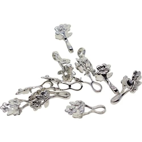 12Pcs Flower Pinch Clip Bail Beads Pendant Connector Clasp for DIY Jewelry