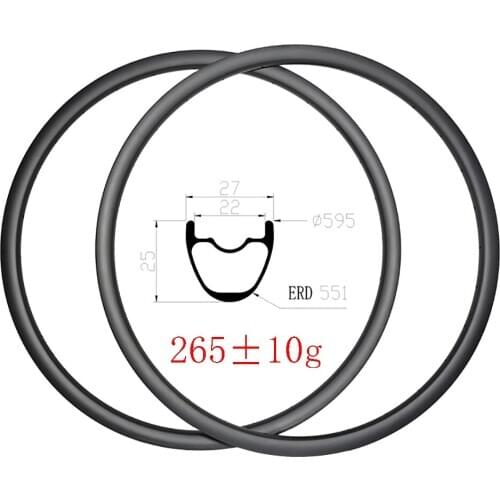 265g 27.5er MTB XC 25mm deep Hookless carbon fiber front 28H rear 32H rim UD 3K 12K matte glossy Crosscountry mounatian wheelset