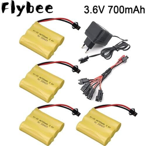 3.6v 700mah NiCD Battery with charger SM Plug For Rc toy Car Tanks Trains Robot Boat Gun AA 3.6 v 700 mah Rechargeable Battery